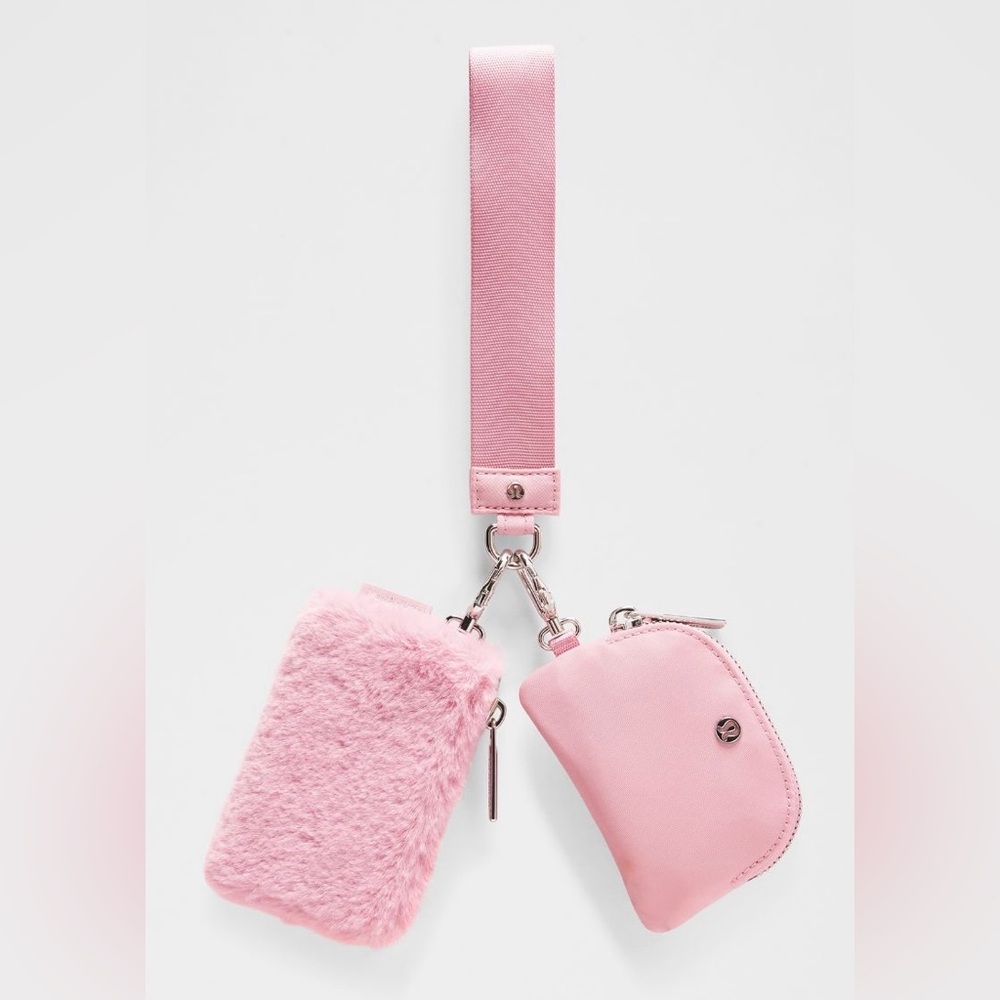 NWT Lululemon Dual Pouch Wristlet Plush Fleece Pink Tide